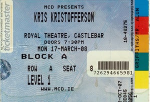 Kristofferson concert ticket Castlebar