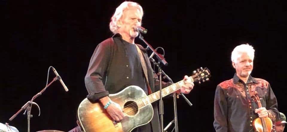 Kris Kristofferson and Scott Joss (right) on stage Hagerstown 23 April 2019